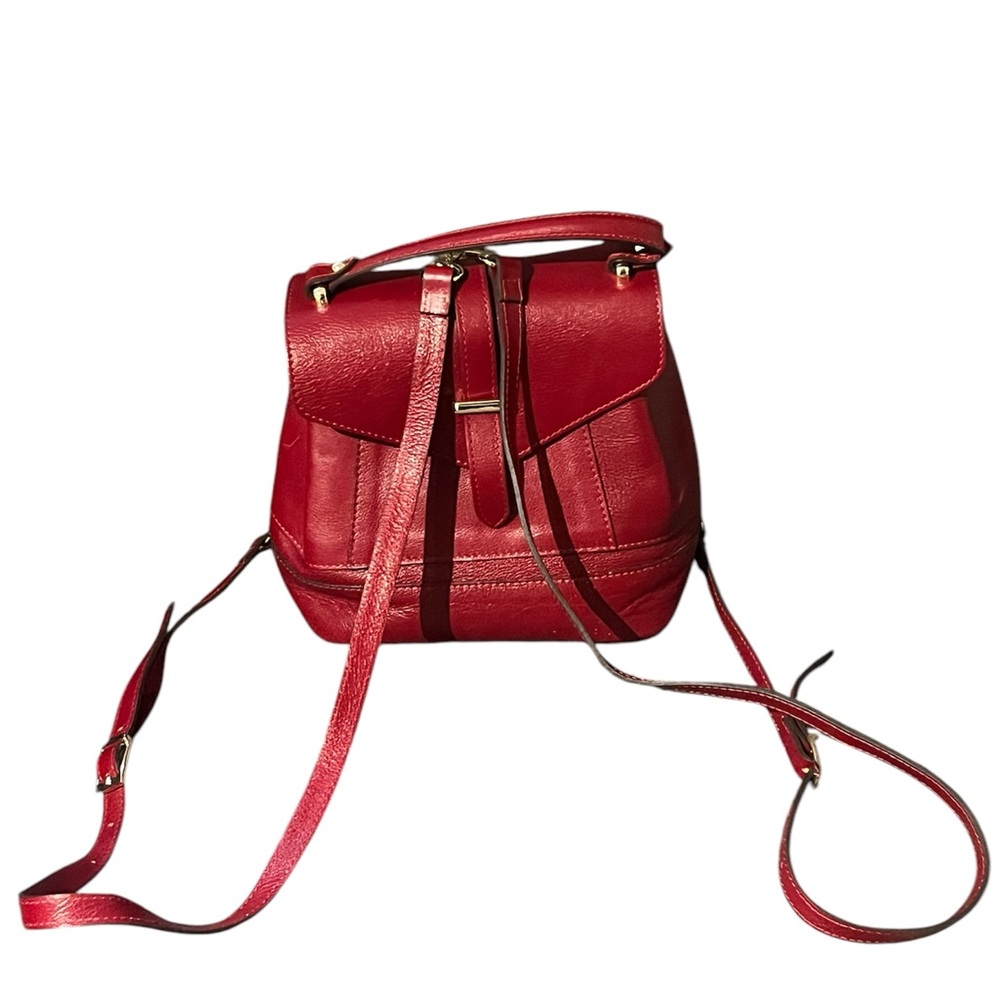 Divina Firenze Trilli Convertible 3-Way Ruby Red Leather Backpack